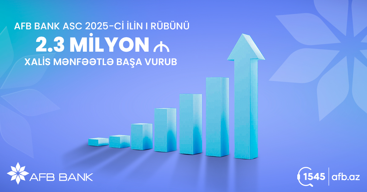 "AFB Bank" 1-ci rüb üzrə 2,3 mln manat xalis mənfəət əldə edib
